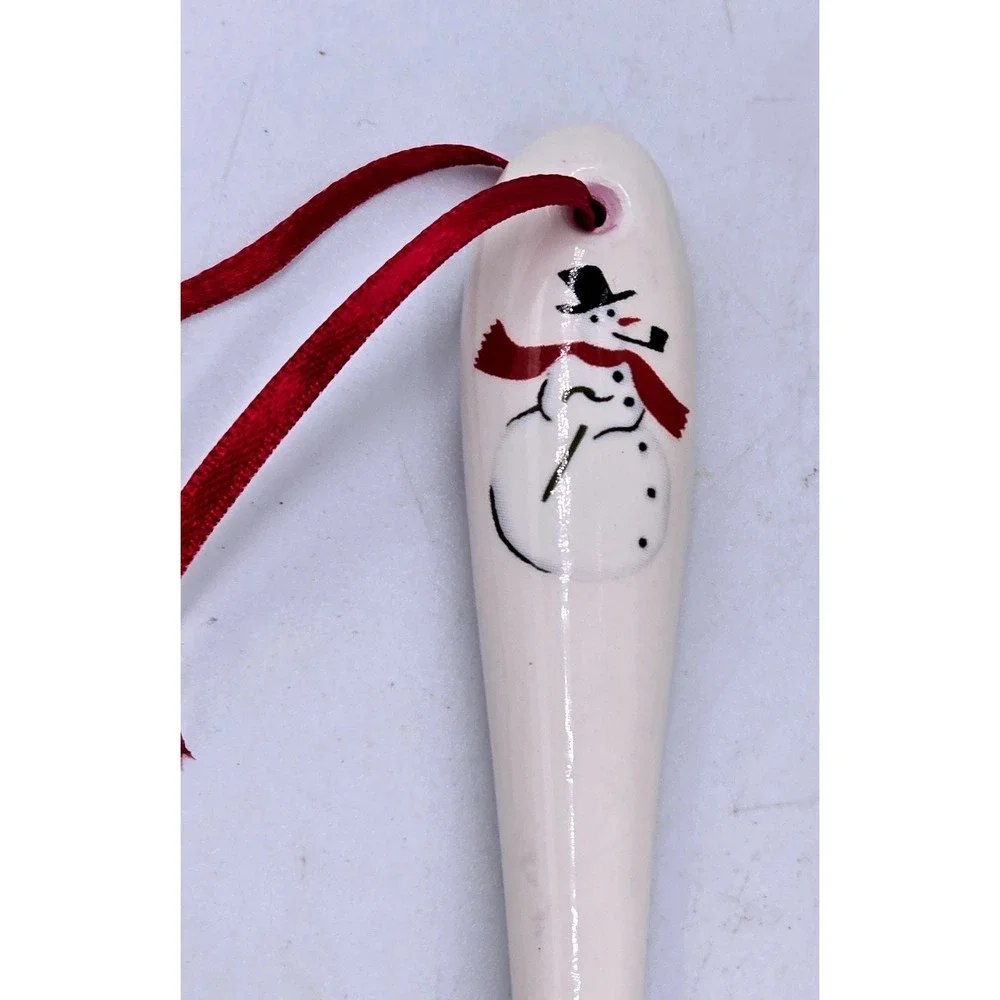 Williams Sonoma 10 oz. Snowman Ceramic Gift Mug with Spoon Set‎ Red Ribbon